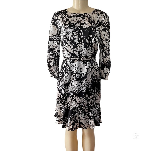 NEW Karen Millen Silk Knee Length Belted Dress US 6